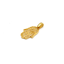 Real Gold Filigree Hamsa Hand Evil Eye Penant 0314 P 2038