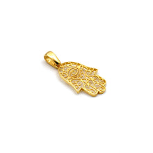 Real Gold Filigree Hamsa Hand Evil Eye Penant 0314 P 2038