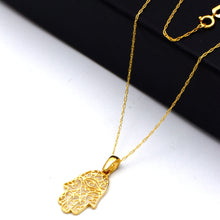 Real Gold Filigree Hamsa Hand Evil Eye Necklace 0314 CWP 2038