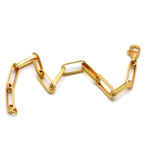 Real Gold Maze Hoop Paper Clip Bracelet CVB 0502-1BL (21 CM) BR1876