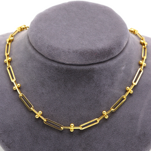 Real Gold GZTF Beads Paper Clip Chain Necklace 8581 (45 C.M) CH1222