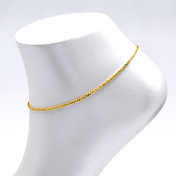 Real Gold Square Wheat 2 MM Anklet 3421 (26 C.M) A1353