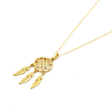 Real Gold Dream Catcher Feather Necklace 0539 CWP 2040