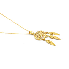 Real Gold Dream Catcher Feather Necklace 0539 CWP 2040