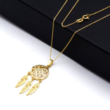 Real Gold Dream Catcher Feather Necklace 0539 CWP 2040
