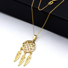 Real Gold Dream Catcher Feather Necklace 0539 CWP 2040