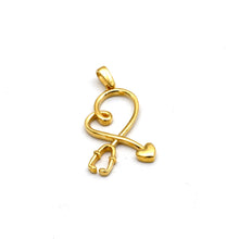 Real Gold Medical Heartbeat Stethoscope Pendant 0516 P 2042