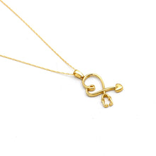 Real Gold Medical Heartbeat Stethoscope Necklace 0516 CWP 2042