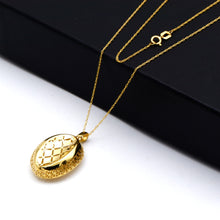 Real Gold Oval Lattice Filigree Locket Necklace 0338 CWP 2044
