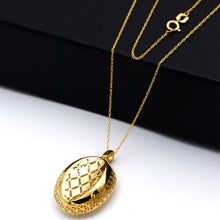 Real Gold Oval Lattice Filigree Locket Necklace 0338 CWP 2044