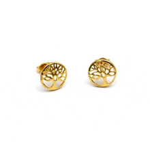 Real Gold Floral Tree of Life Stud Earrings Set 0089 E1979