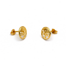 Real Gold Floral Tree of Life Stud Earrings Set 0089 E1979