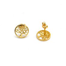 Real Gold Floral Tree of Life Stud Earrings Set 0089 E1979