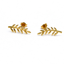 Real Gold Olive Leaf Branch Stud Earrings Set 0112 E1980