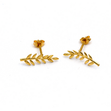 Real Gold Olive Leaf Branch Stud Earrings Set 0112 E1980
