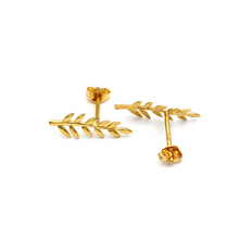 Real Gold Olive Leaf Branch Stud Earrings Set 0112 E1980