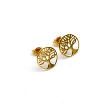 Real Gold Classic Tree of Life Stud Earrings Set 0074 E1981