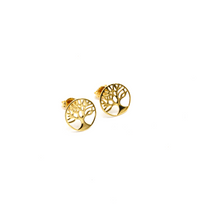 Real Gold Classic Tree of Life Stud Earrings Set 0074 E1981