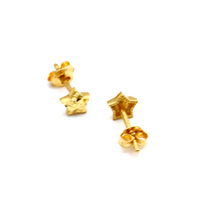 Real Gold Diamond Cut Star Stud Earrings Set 0210 E1982