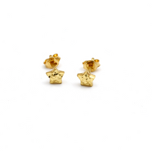 Real Gold Diamond Cut Star Stud Earrings Set 0210 E1982