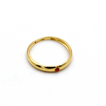 Real Gold Single Pink Stone Dome Ring (Size 5) 0298 R3005