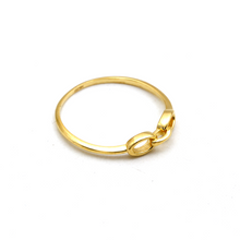 Real Gold Three Oval Paper Clip Link Ring (Size 7) 0019 R3008