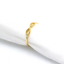 Real Gold Three Oval Paper Clip Link Ring (Size 7) 0019 R3008