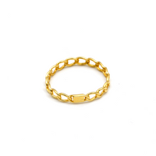 Real Gold Open Curb Chain Belt Band Ring (Size 7) 1081 R3012