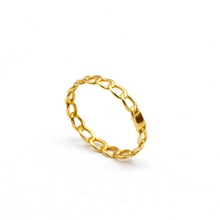Real Gold Open Curb Chain Belt Band Ring (Size 7) 1081 R3012