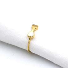 Real Gold Double Heart Ribbon Ring (Size 8) 0011 R3015