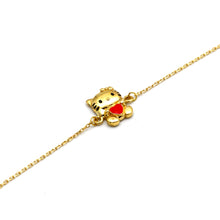 Real Gold Kitty Cat Red Heart Bracelet (19 CM) 0358 BR1931