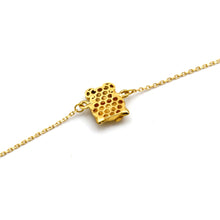 Real Gold Kitty Cat Red Heart Bracelet (19 CM) 0358 BR1931