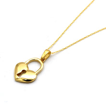 Real Gold Heart Padlock Necklace 0233 CWP 2046