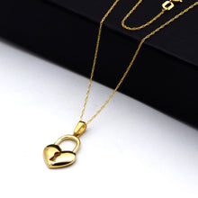 Real Gold Heart Padlock Necklace 0233 CWP 2046