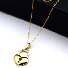 Real Gold Heart Padlock Necklace 0233 CWP 2046