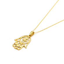 Real Gold Openwork Hamsa Hand Necklace 0050 CWP 2047