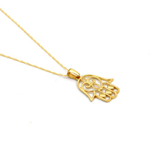 Real Gold Openwork Hamsa Hand Necklace 0050 CWP 2047