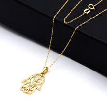 Real Gold Openwork Hamsa Hand Necklace 0050 CWP 2047