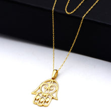Real Gold Openwork Hamsa Hand Necklace 0050 CWP 2047