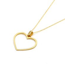 Real Gold Open Heart Outline Necklace 0255 CWP 2048