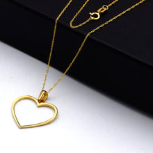 Real Gold Open Heart Outline Necklace 0255 CWP 2048