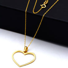 Real Gold Open Heart Outline Necklace 0255 CWP 2048