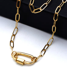 Real Gold Paperclip Link Toggle Clasp Necklace 2433 (45 C.M) N1569