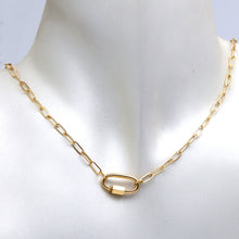 Real Gold Paperclip Link Toggle Clasp Necklace 2433 (45 C.M) N1569