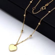 Real Gold 3D Heart and Six Textured Beads Necklace 9309 (43+2 =45 C.M) N1572