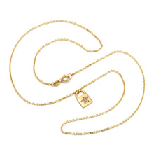 Real Gold 3D Star Stone Padlock Necklace 2878 (45 C.M) N1573