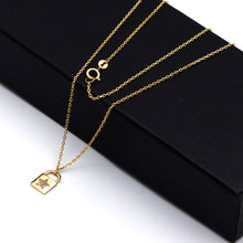 Real Gold 3D Star Stone Padlock Necklace 2878 (45 C.M) N1573