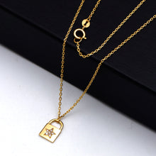 Real Gold 3D Star Stone Padlock Necklace 2878 (45 C.M) N1573