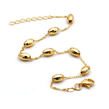 Real Gold Faceted Oval Glittering Beads Bracelet 3040 (17+2 =19cm) BR1932