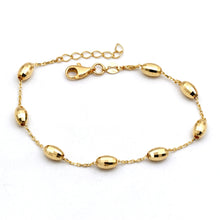 Real Gold Faceted Oval Glittering Beads Bracelet 3040 (17+2 =19cm) BR1932